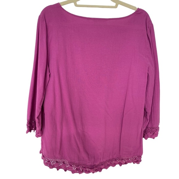 Soft Surroundings Magenta Pink Crocheted Detail Hem - Picture 2 of 9
